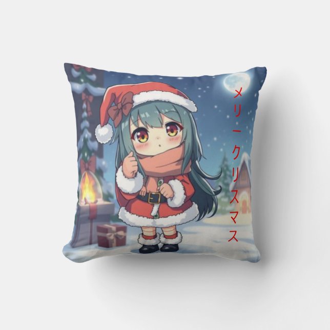 God jul på japanska Anime Girl Kudde (Framsida)