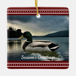 God jul på Mallard Anka Sjö Julgransprydnad Keramik