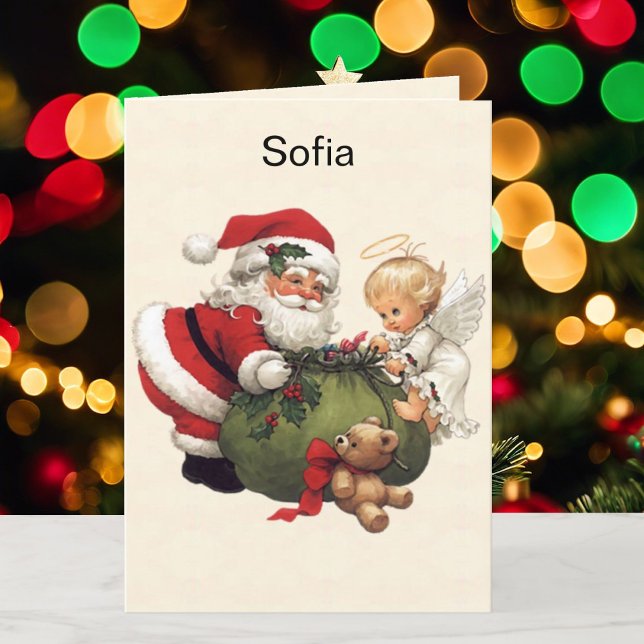 God jul på Namn Jultomten Helgkort (Skapare uppladdad)