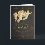 god jul på norska, Gud Jul, änglar Helgkort<br><div class="desc">Översättning: "God jul" på norska. Den här snyggten och det här trendiget (kritkortseffekten) har vintage änglar (artighetsgrafik) på en vintage som inspirerat grungande krita med urholkad text och snurrar. Du kan redigera text inuti kortet. Anpassningsbar begär välkomsttid</div>