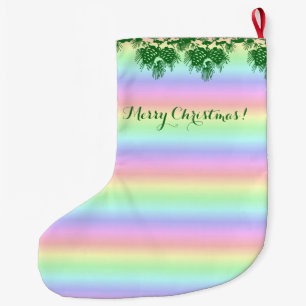 God jul på Pastel Rainbow Stor Julstrumpa