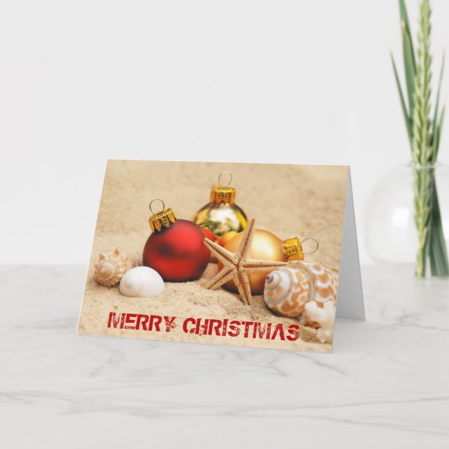 God jul på stranden helgkort (Framsida)