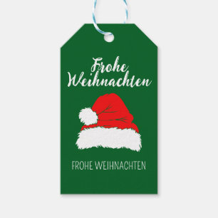 God Jul på tyska Frohe Weihnachten Presentetikett