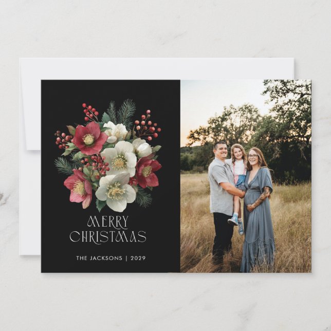 God jul Painterly Hellebore Helgdag Design Julkort (Framsida)