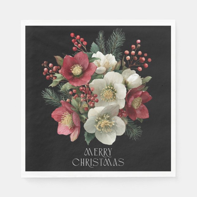 God jul Painterly Hellebore Helgdag Design Pappersservett (Framsidan)