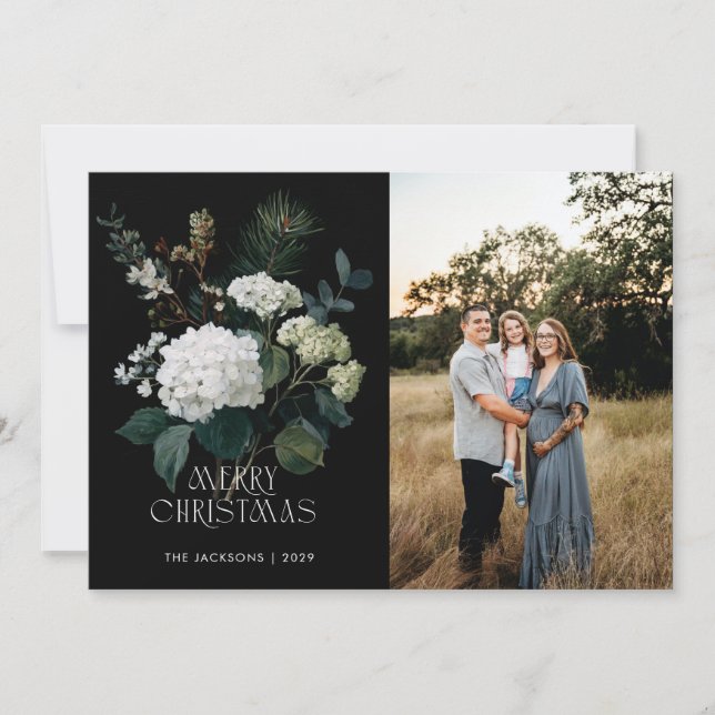 God jul Painterly Hydrangea Helgdag Design Julkort (Framsida)