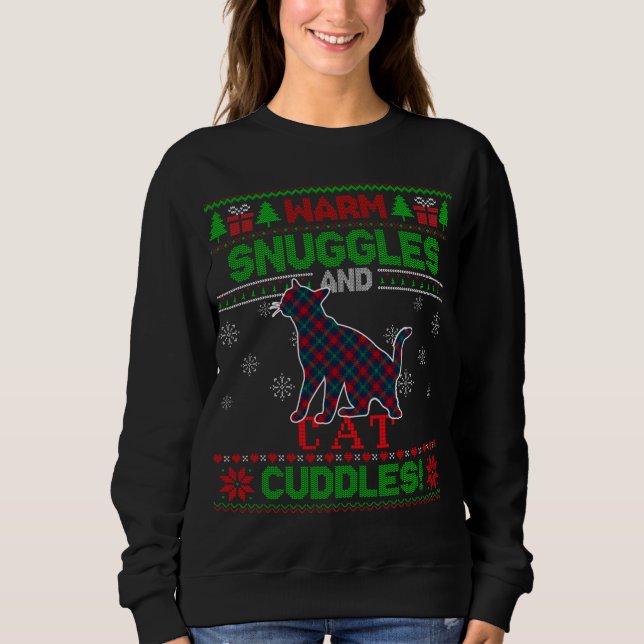 God jul Pajama Ugly Sweater Cat Play Outf T Shirt (Framsida)