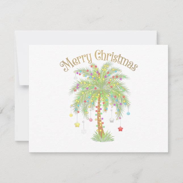 God Jul Palmträdsljus Nyår Tropisk  Julkort (Framsida)