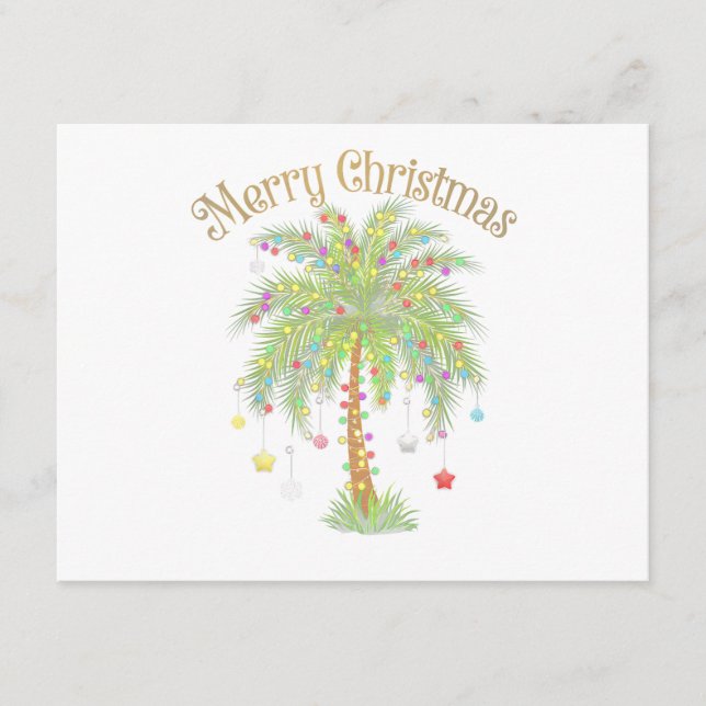 God Jul Palmträdsljus Nyår Tropisk  Tilläggskort (Framsida)