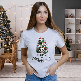 God jul Panda (Familj T-Shirt) T Shirt