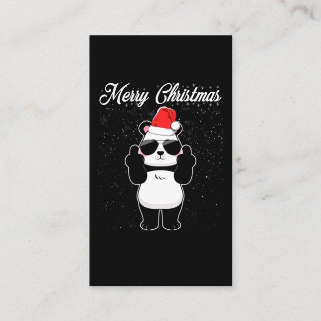 god jul Panda Mitten Finger Rude Julafton Ugly Visitkort (Framsida)