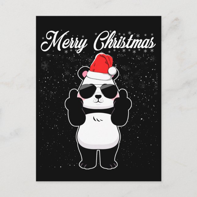 god jul Panda Mitten Finger Rude Julafton Ugly Vykort (Framsida)