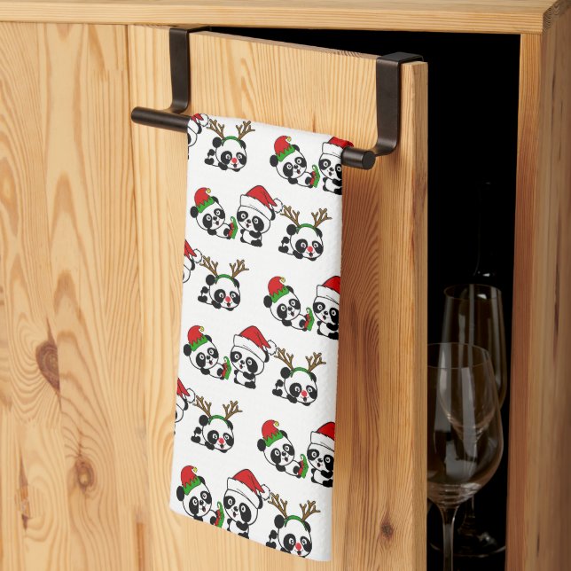 God jul Pandas Kitchen Towel Kökshandduk (Thirds Fold)