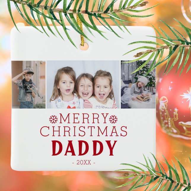 God Jul Pappa 3 Foto Collage Julgransprydnad Keramik (Skapare uppladdad)