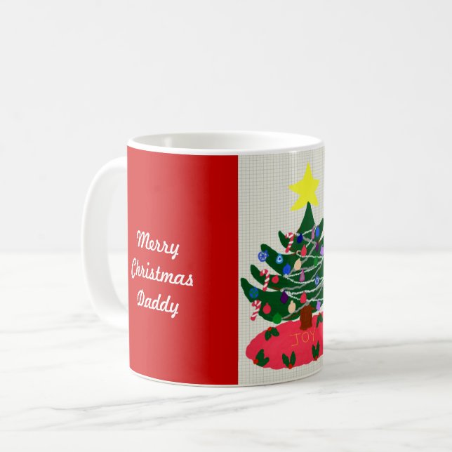 God jul pappa dekorerade Träd Kaffemugg (Framsida vänster)
