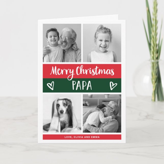 God jul Pappa | Färg blockfotorutnät Helgkort (Framsida)