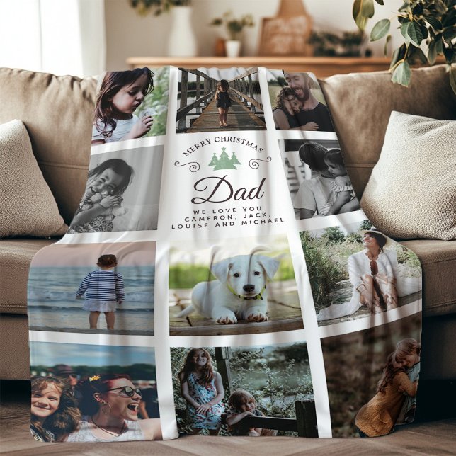 God jul Pappa Modern Family Photo Collage Fleecefilt (Skapare uppladdad)