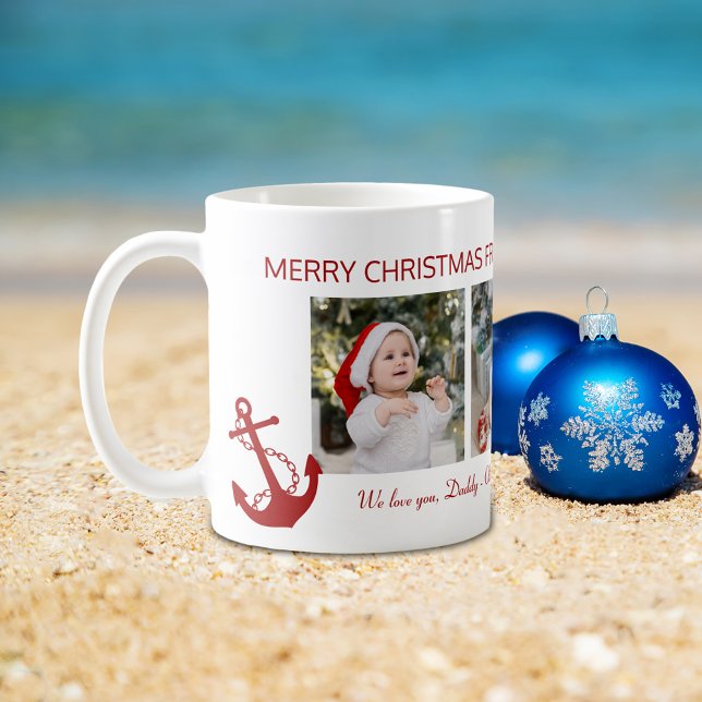 God jul pappa Nautical 4 Photo Collage Kaffemugg (Skapare uppladdad)