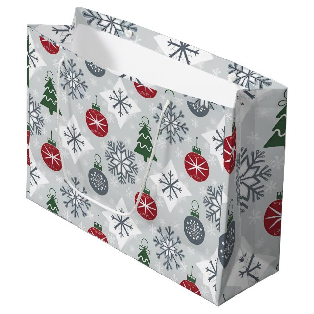 God jul Papper med Snöflingor (Framsidan Vinklad)