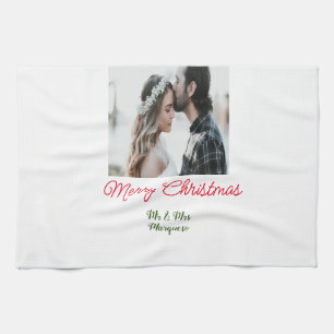 God jul par fotot lägg till namn lycklig holida kökshandduk