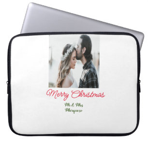 God jul par fotot lägg till namn lycklig holida laptop fodral