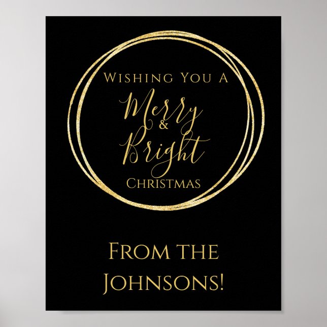 God jul, Party Black Guld Poster (Framsidan)