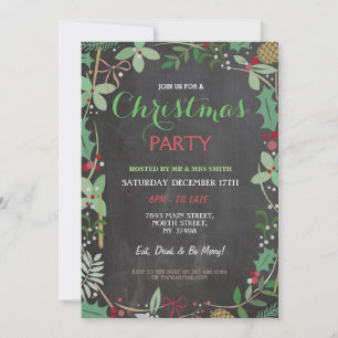 God jul Party Chalk Mistletoe Julafton Inbjudan