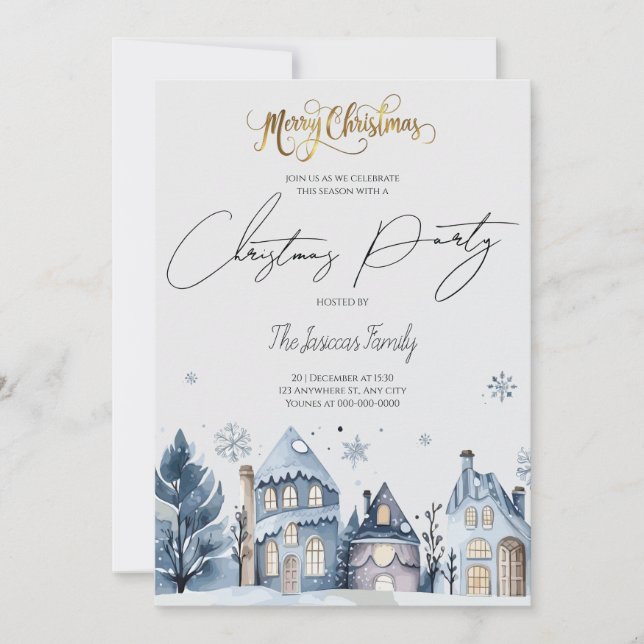 God jul party hälsning inbjudningar (Framsida)