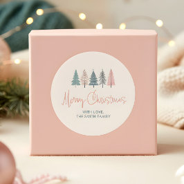 God jul Pastel Träd Runt Klistermärke