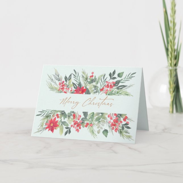 God Jul, pastell vattenfärger vikta Kort (Framsida)