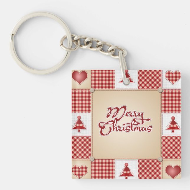 God jul Patchwork Acrylic Keychain (Framsidan)