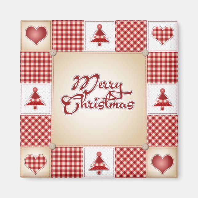 God jul Patchwork Magnet (Framsidan)