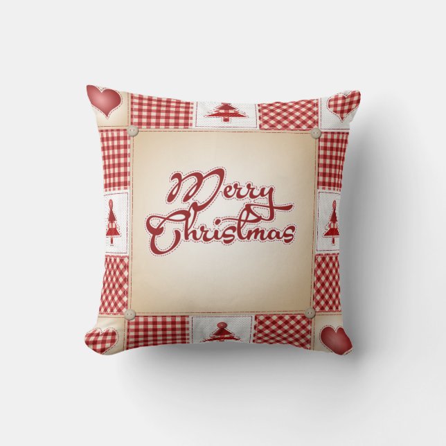 God jul Patchwork Pillow Kudde (Framsida)