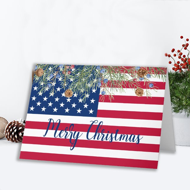God jul Patriotic USA American Flagga Holid Helgkort (Skapare uppladdad)
