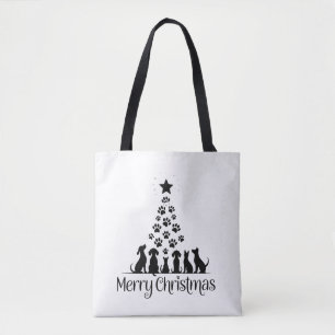 God Jul Paw Tree Hundälskare Kattälskare Mamma Tygkasse