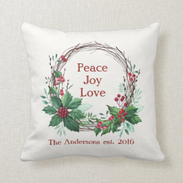 God jul Peace Joy Kärlek Holly, krans Kudde