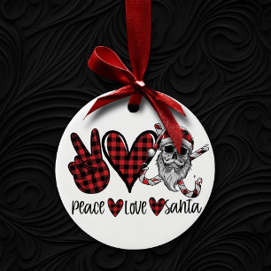 God jul Peace Kärlek och Santa Skull Julgransprydnad Keramik