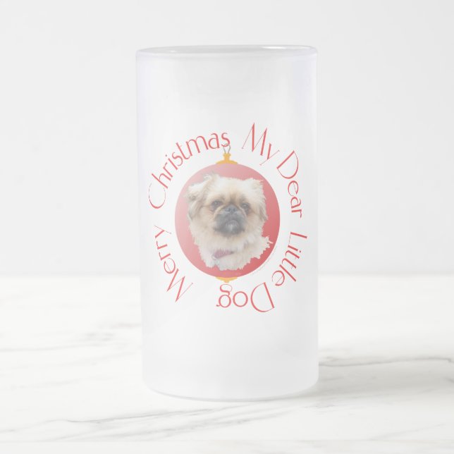 God Jul Pekingeser Frostat Ölglas (Center)