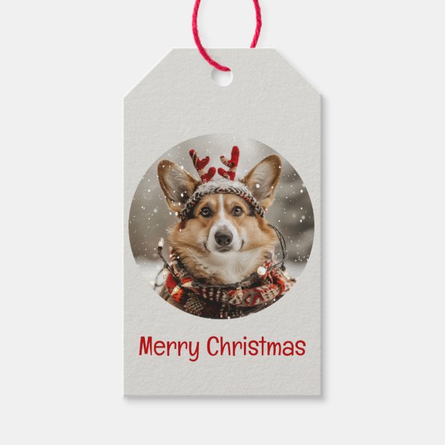 God jul Pembroke Welsh Corgi Hund Presentetikett (Framsidan)