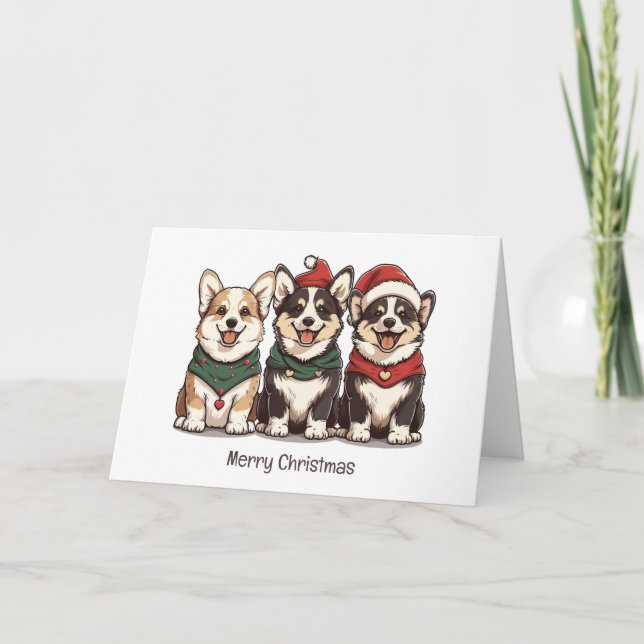 God jul Pembroke Welsh Corgi Hundar Helgkort (Framsida)