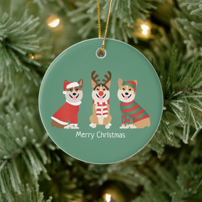 God jul Pembroke Welsh Corgi Hundar Julgransprydnad Keramik (Träd)