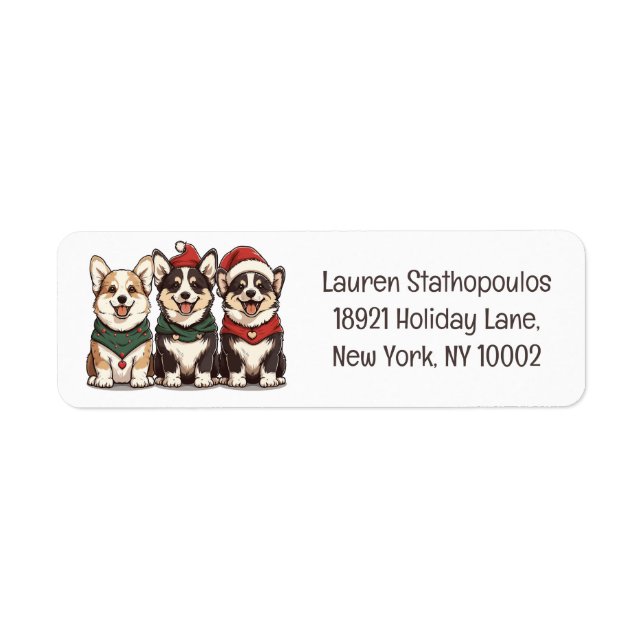 God jul Pembroke Welsh Corgi Hundar Returadress Etikett (Framsidan)