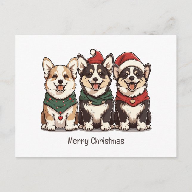 God jul Pembroke Welsh Corgi Hundar Vykort (Framsida)