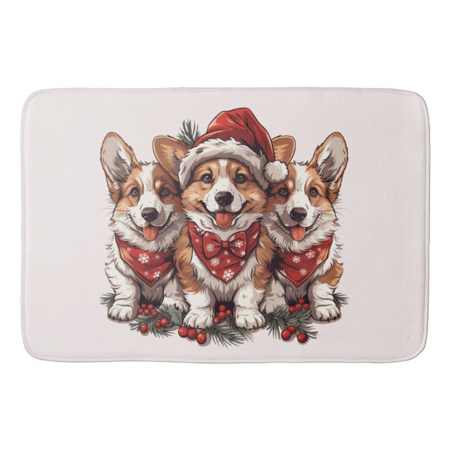 God jul Pembroke Welsh Corgi Puppies Badrumsmatta (Framsidan)