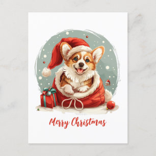 God jul Pembroke Welsh Corgi Puppies Helg Vykort