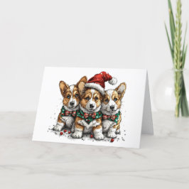 God jul Pembroke Welsh Corgi Puppies Helgkort