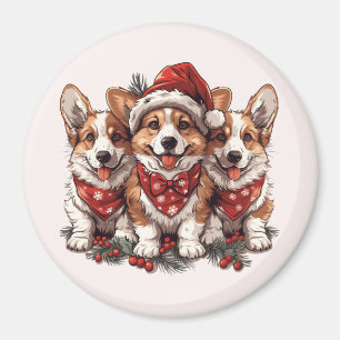 God jul Pembroke Welsh Corgi Puppies Magnet