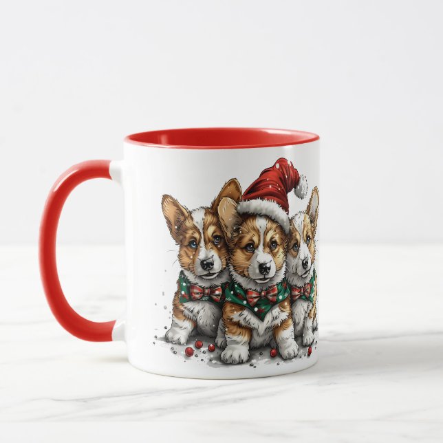 God jul Pembroke Welsh Corgi Puppies Mugg (Vänster)
