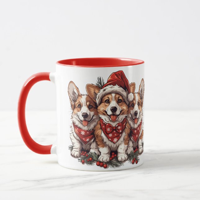 God jul Pembroke Welsh Corgi Puppies Mugg (Vänster)