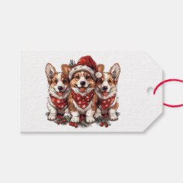 God jul Pembroke Welsh Corgi Puppies Presentetikett